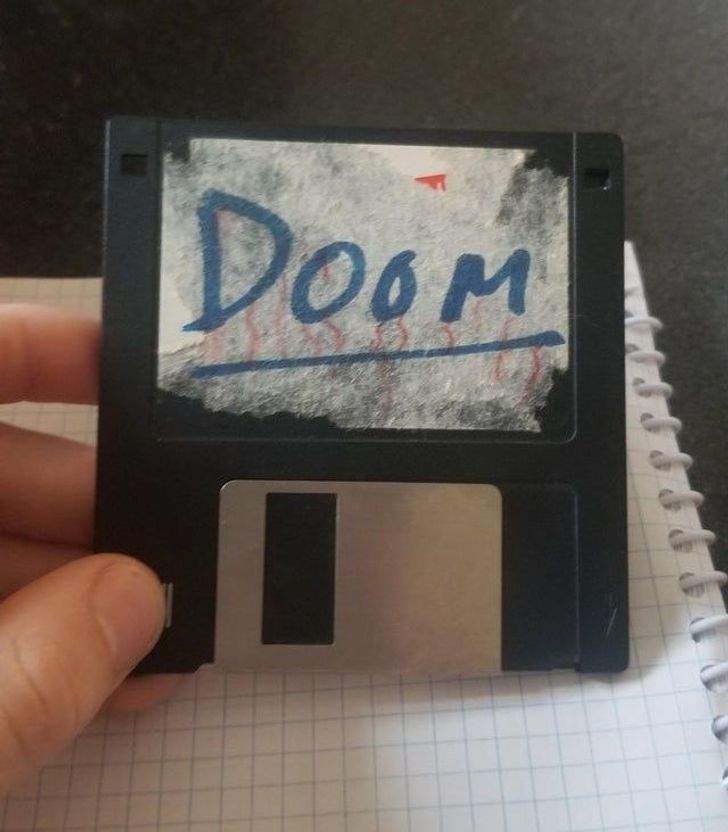 Doom floppy with a handwritten label